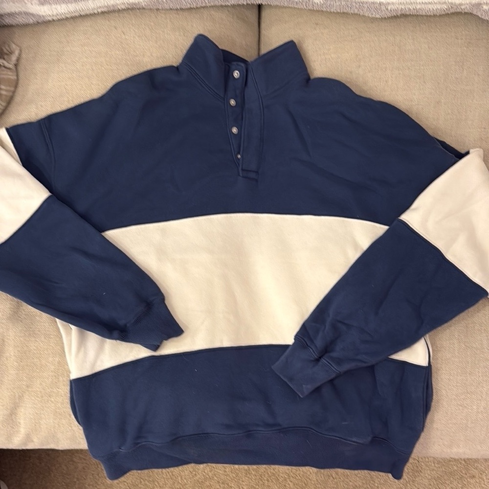 Blue and White Striped Pullover